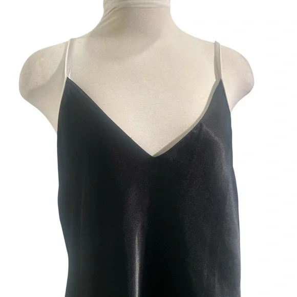 Jones New York Vintage Black Satin with White Straps Slip Dress Size Large - Picture 5 of 7